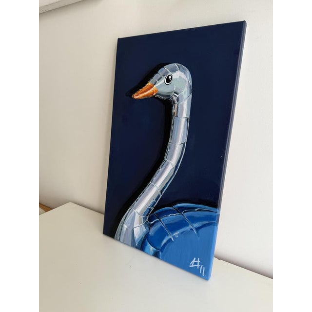 Sofía Cristina Jiménez, Silver Inflatable Ostrich, Lady Truthi 3, 2025, Acrylic Painting For Sale - Image 4 of 14