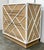 Stylish Modern Chippendale Tan and White Chest of Drawers, elongated polished nickel pulls, showroom floor sample