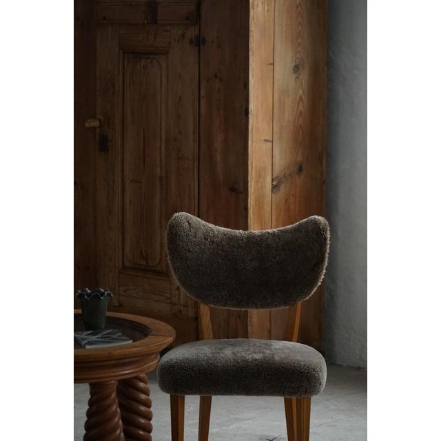 Wood Mid-Century Danish Dining or Desk Chair in Lambswool by Eva Koppel, 1950s For Sale - Image 7 of 18
