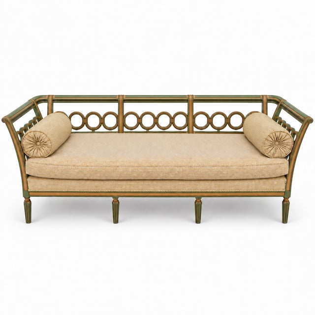 1920s Regency Style Carved and Hand Painted Daybed Settee Sofa For Sale