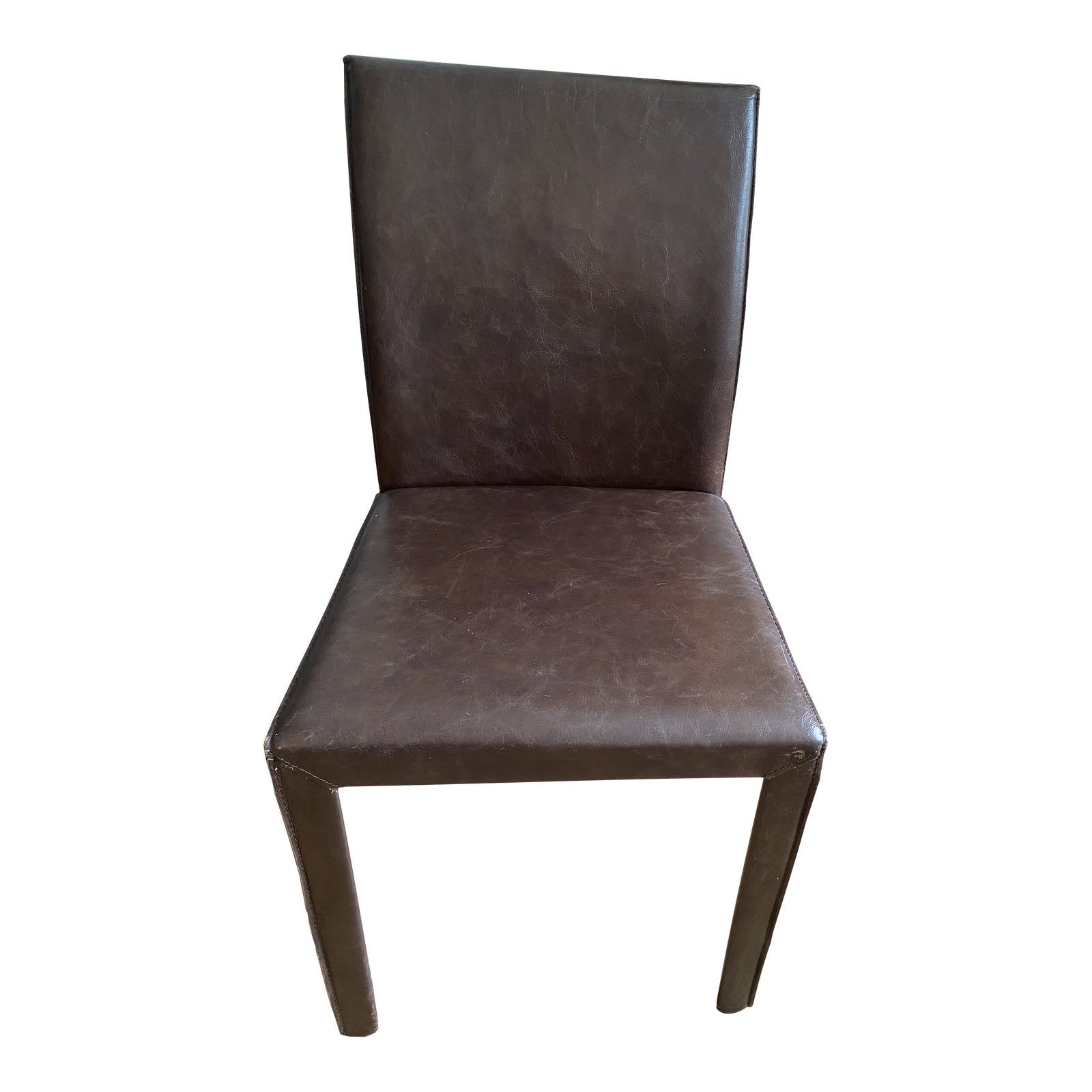 Crate & Barrel Folio Saddle Top Grain Leather Dining Chair Chairish