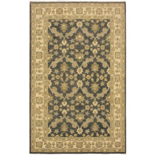 1990s Boho Chic Kafkaz Charcoal/Blue Hand-Knotted Rug - 4'1 X 6'4 For Sale