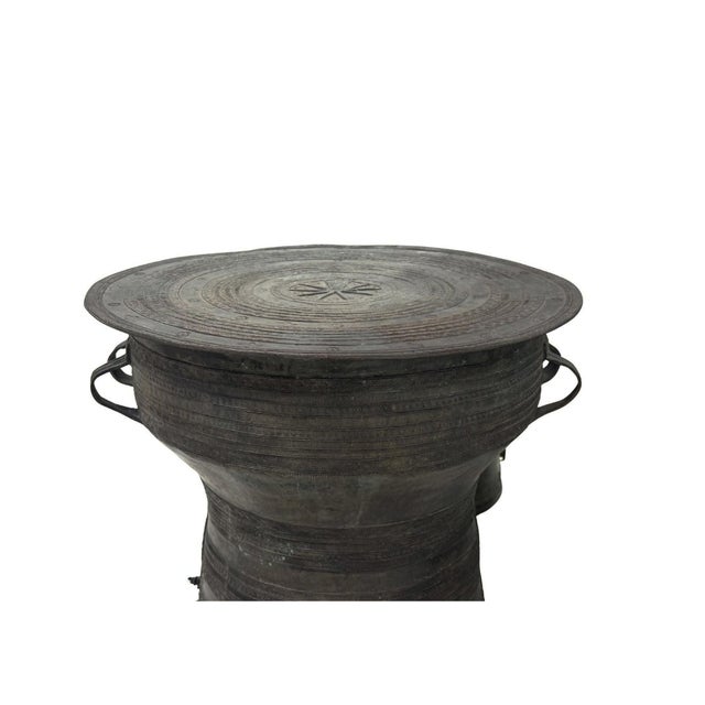 Cast Bronze Rain Drum With Elaborate Detail Patina Finish For Sale - Image 12 of 13