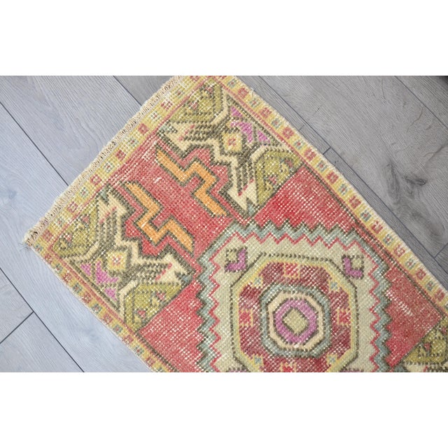 Modern Vintage Turkish Handmade Small Carpet For Sale - Image 3 of 6