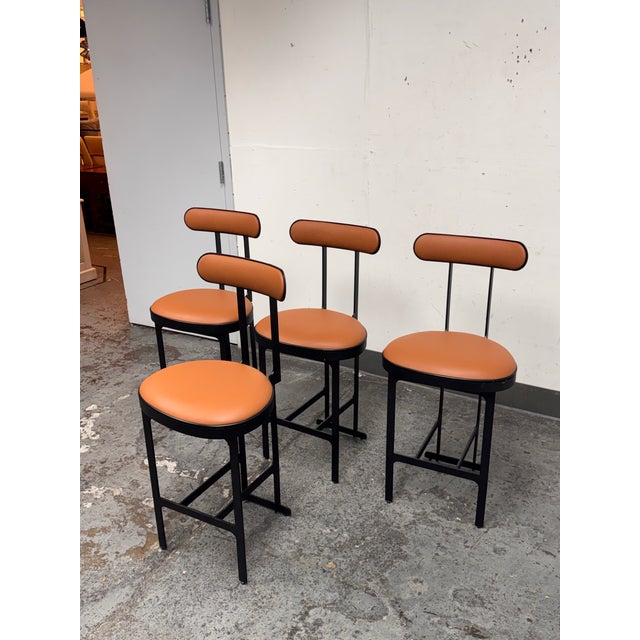 Modern Michael Oren Design Porter Place Style Swivel Counter Stools, Set of Four For Sale - Image 3 of 12