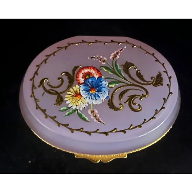 Casket with Hand Painted Cover in Opaline Glass For Sale - Image 3 of 9