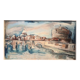 Probably Vargg Hans, Castel Sant'angelo St. Peter's Basilica, 1965, Oil on Board For Sale