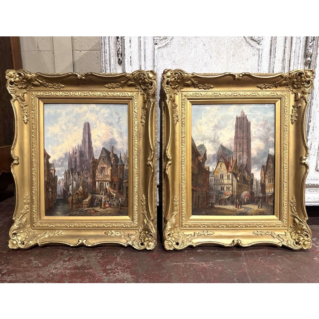 Pair of Early 20th Century French Views by British Artist Alfred Bentley For Sale - Image 10 of 18