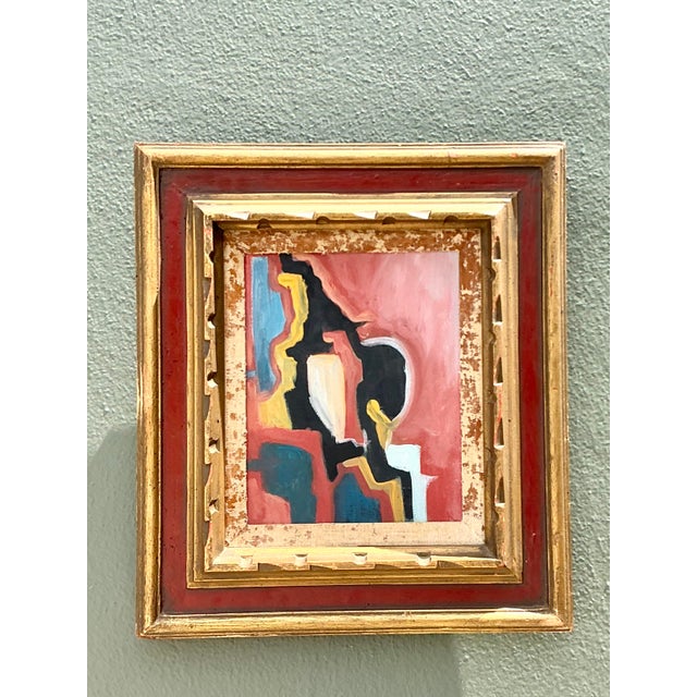 Wood Vintage Original Abstract Oil on Canvas For Sale - Image 7 of 12