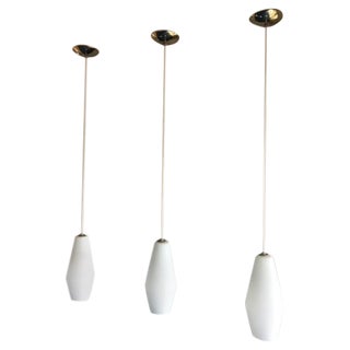 Mid-Century Modern Glass Pendant Lights - Set of 3 For Sale