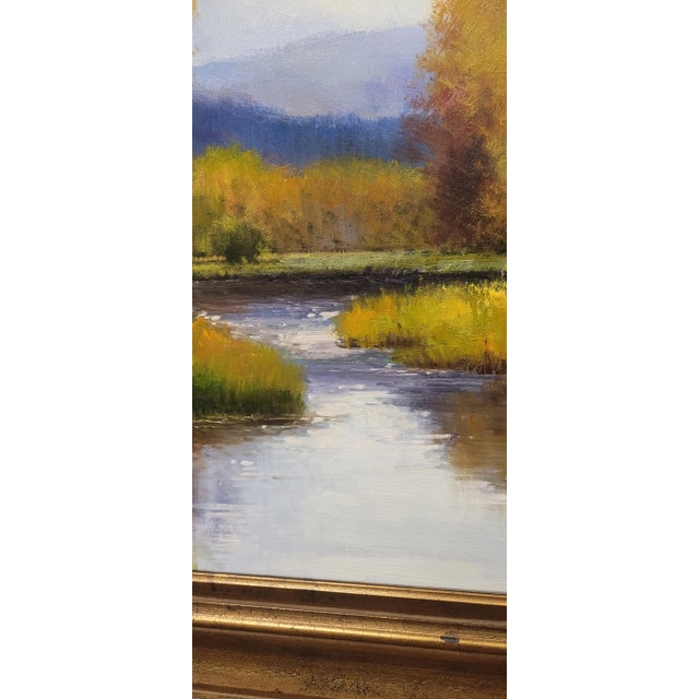 Avocado Fine Beautiful Oil Painting Landscape Signed For Sale - Image 8 of 12