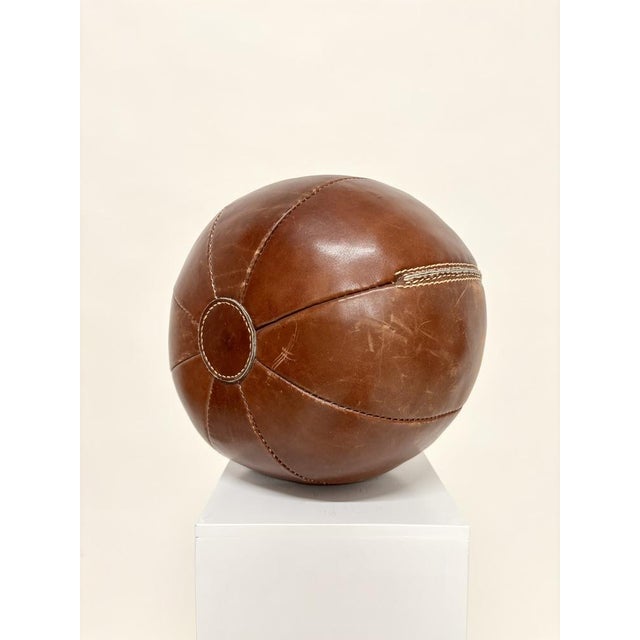 Vintage Leather Medicine Ball, 1960s For Sale - Image 6 of 6