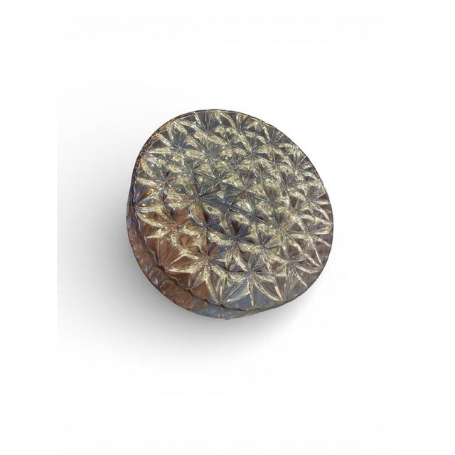 Gold Mid-Century Round Clear Cut Glass Sconce or Flush Mount, Germany, 1960s For Sale - Image 8 of 10