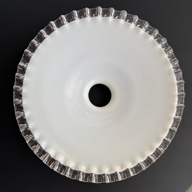 French White Opaline Glass “Frill” Pendant Light, 1930s For Sale In Buffalo - Image 6 of 7