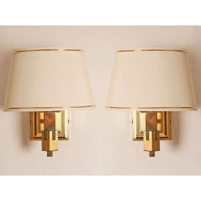 Art Deco Skyskraper Wall Lamps Mid Century Modern French Vintage Lamps - A Pair For Sale - Image 11 of 12