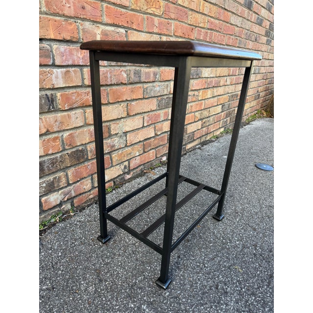Iron Side Table W/Antique Top For Sale In Nashville - Image 6 of 8