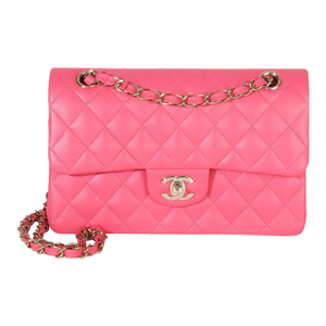 Pink Quilted Lambskin Small Classic Double Flap Bag