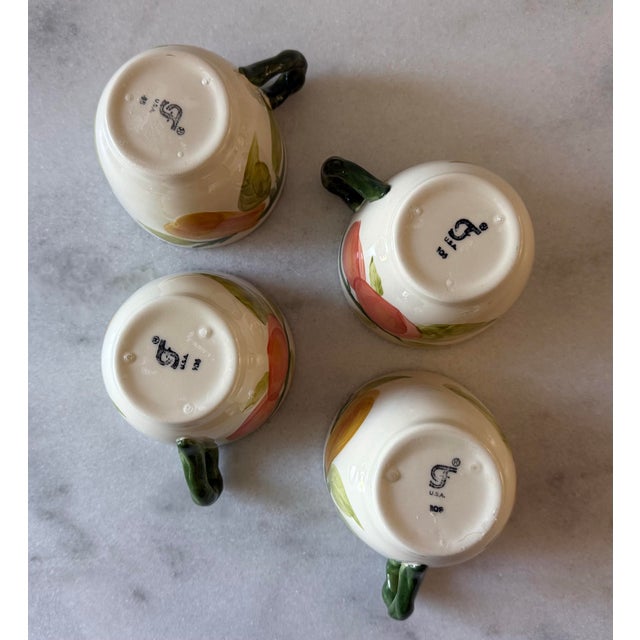 Green Vintage Franciscan "Fresh Fruit" Coffee Cups - Set of 4 For Sale - Image 8 of 9