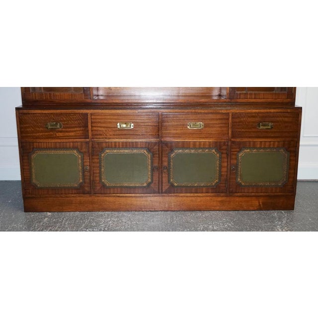 Vintage Bevan Funnell Military Campaign Bookcase with Embossed Leather Doors, 1950s For Sale - Image 11 of 18