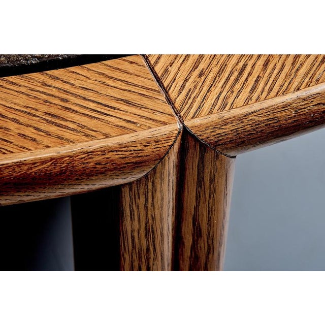 Narrow Oak Coffee Table with Slate Insert, France, 1970s For Sale - Image 9 of 10