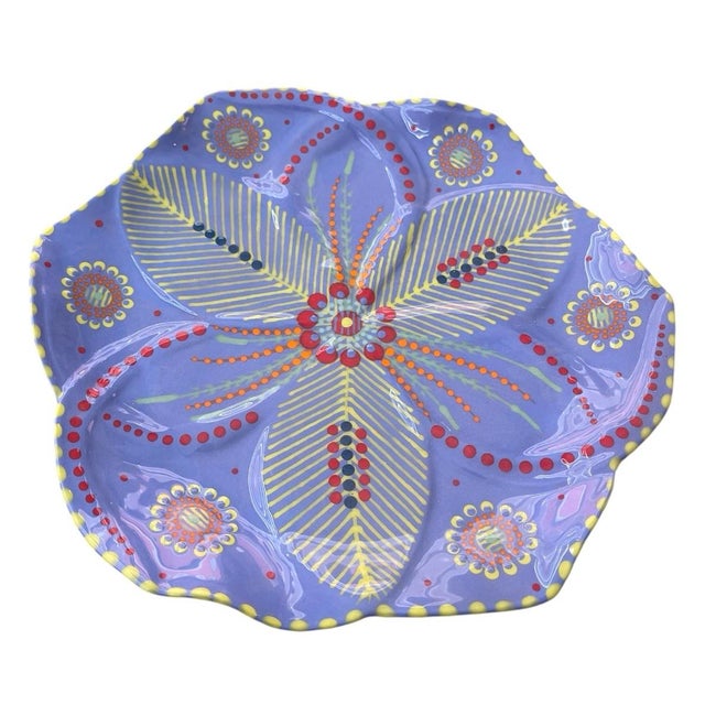 African South African Handmade & Hand-Painted Ceramic Serving Plate - Set of 4 For Sale - Image 3 of 12