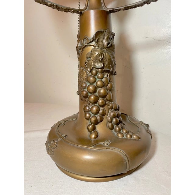 1930s Large Antique Bronze Patinated Grape Pairpoint Electric Oil Style Table Lamp For Sale - Image 5 of 15