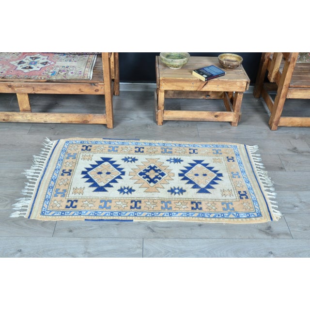 1960s Vintage Blue Rug For Sale - Image 11 of 11