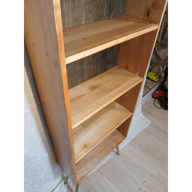 Custom Solid Birch Mid-Century Modern Bookcase With Hairpin Legs For Sale - Image 17 of 18