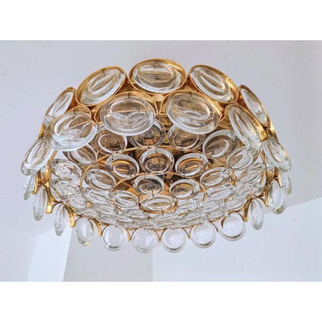 Gilded Brass and Crystal Glass Ceiling Light from Palwa, Germany, 1970s For Sale - Image 6 of 13