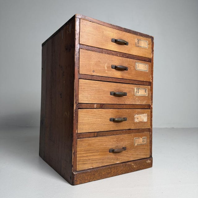 Japanese Archive Cabinet with 5 Drawers, 1930s For Sale - Image 11 of 15