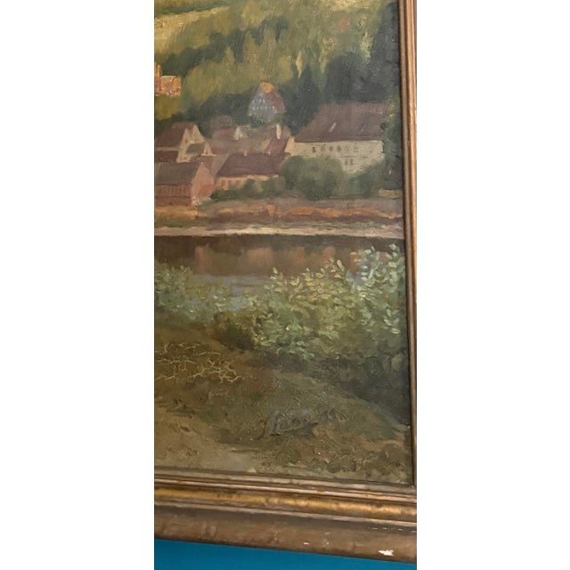 Landscape Oil Painting on Canvas- Gold Wood Frame For Sale - Image 4 of 4