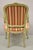 Vtg French Louis XV Style Green & Pink Painted Arm Chair Fauteuil Striped Fabric For Sale - Image 10 of 13