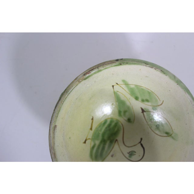 Cream Vintage Clay Pottery Bird Bowl in the Style of Byzantine Half Glazed Ceramics For Sale - Image 8 of 8