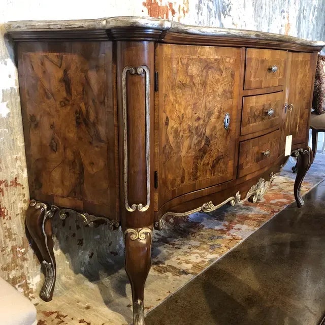 Brown 1990s Italian Shaped Server With Two Doors and Three Drawers For Sale - Image 8 of 13