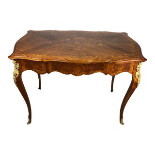Late 19th Century French Louis XV Style Bureau Plat or Antique French Writing Desk For Sale