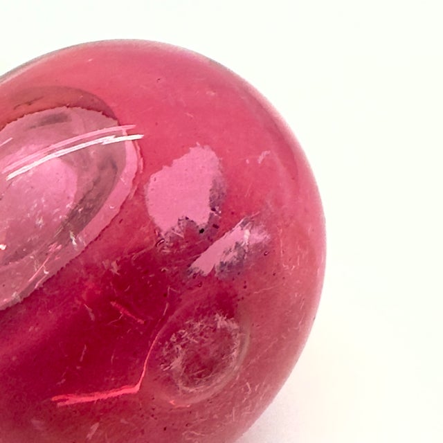 Raspberry Pink Vintage Cranberry Glass Decanters With Stoppers Curation - Set of 3 For Sale - Image 8 of 8