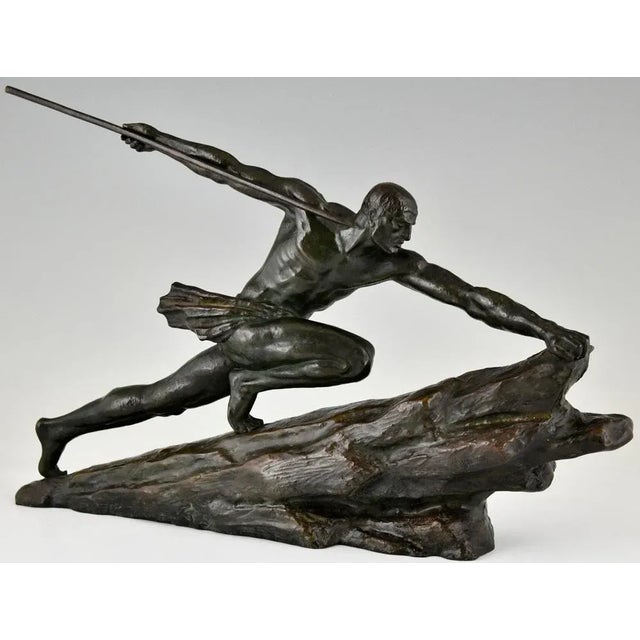 Pierre Le Faguays, Art Deco Athlete with Spear, 1927, Bronze For Sale - Image 4 of 12