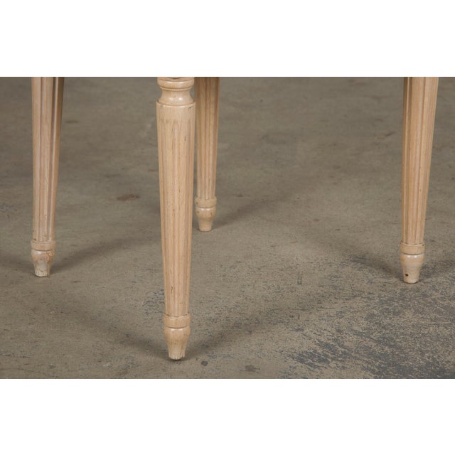 French Louis XVI Style Painted Dining Chairs W/ Light Blue Velvet - Set of 6 For Sale - Image 10 of 12