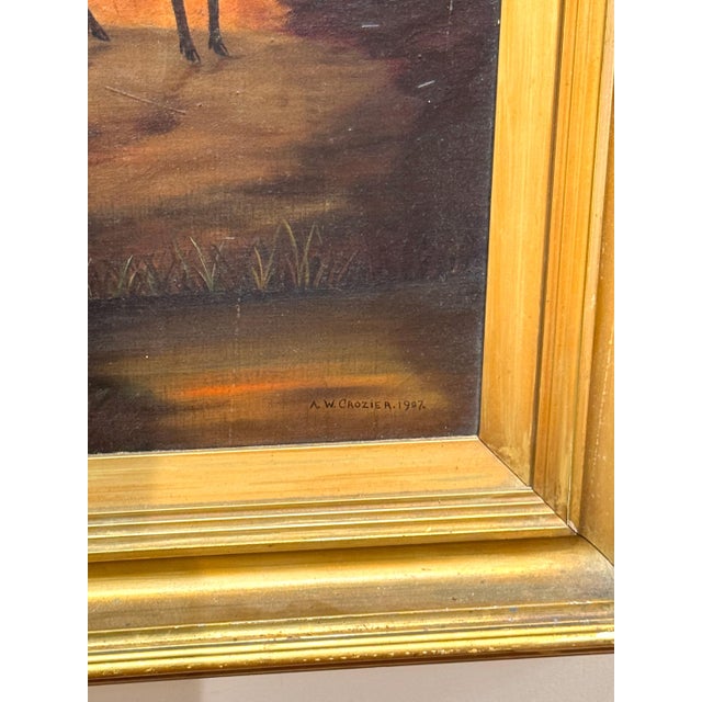 Pair American Sporting Paintings Elk & White-Tailed Deer Buck, Signed A. Crozier For Sale - Image 15 of 18