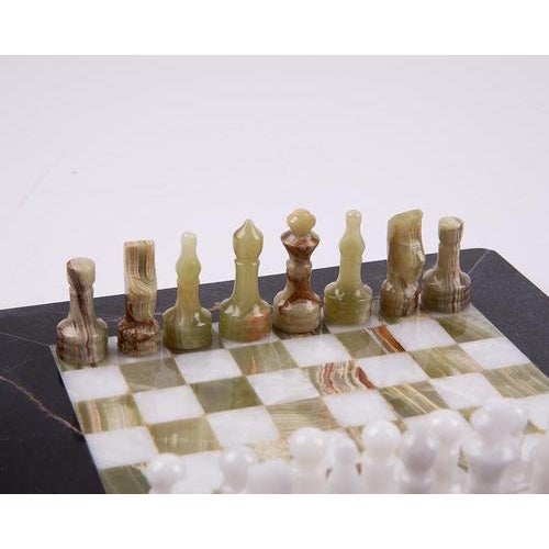 Marble Chess Game in Blue Velvet Box, 1900s For Sale - Image 9 of 14