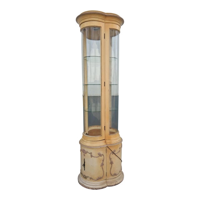 1920's Italian Venetian Regency Tall Clover Form Display Cabinet For Sale