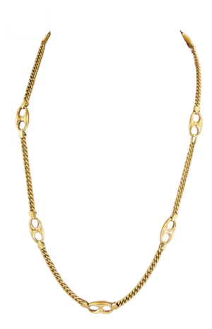 Seven Mariner 18k Yellow Gold Link Station Curb Chain Necklace