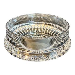 Hollywood Regency Crystal Centerpiece Bowl With Faceted Pedestal Base For Sale