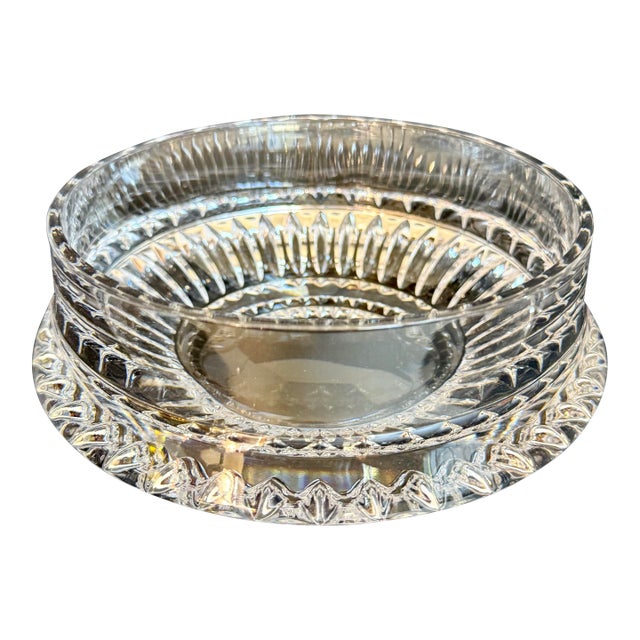 Hollywood Regency Crystal Centerpiece Bowl With Faceted Pedestal Base For Sale