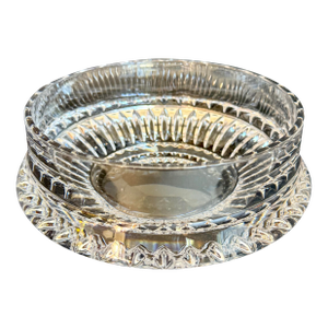 Hollywood Regency Crystal Centerpiece Bowl With Faceted Pedestal Base