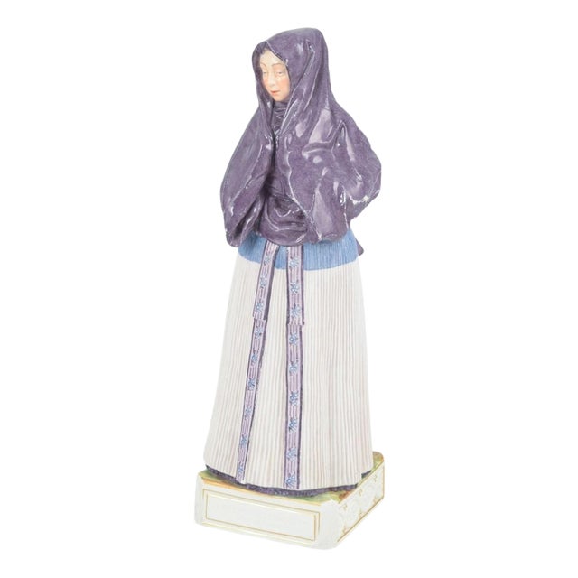 Woman in Traditional Folk Costume Figurine in Porcelain from Royal Copenhagen For Sale