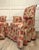 Tan Pair of Vintage Skirted Swan Arm Chairs With Red Embroidered Textile For Sale - Image 8 of 15