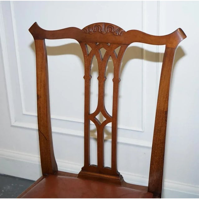 Gold Chippendale Style Dining Chairs with Leather Seats, Set of 5 For Sale - Image 8 of 18