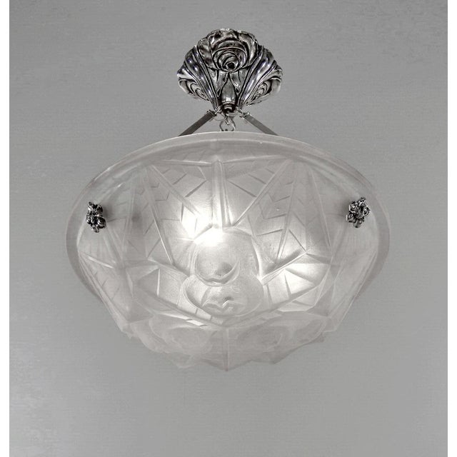 David Gueron Degue French Art Deco Pendant Light by Degue 1930 France For Sale - Image 4 of 9