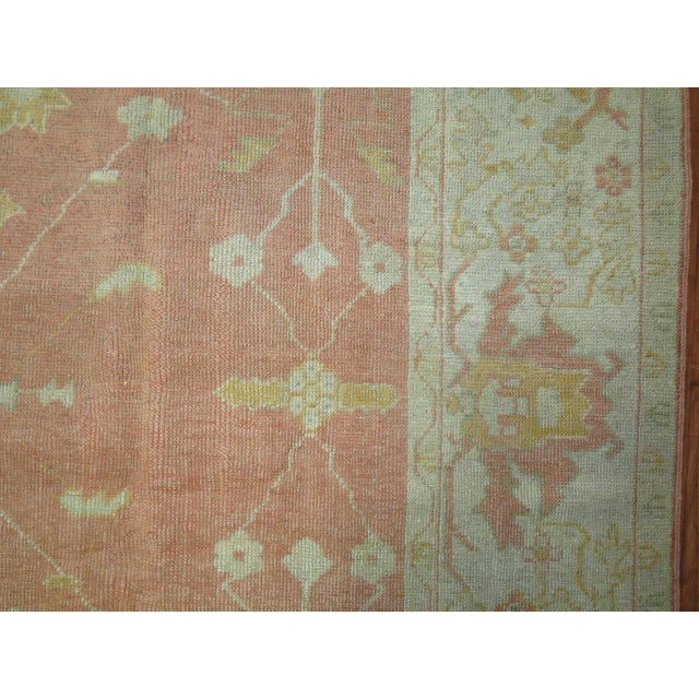 Antique Zabihi Collection Peach Color Turkish Oushak Carpet - 7'10" x 10'10" For Sale - Image 4 of 8